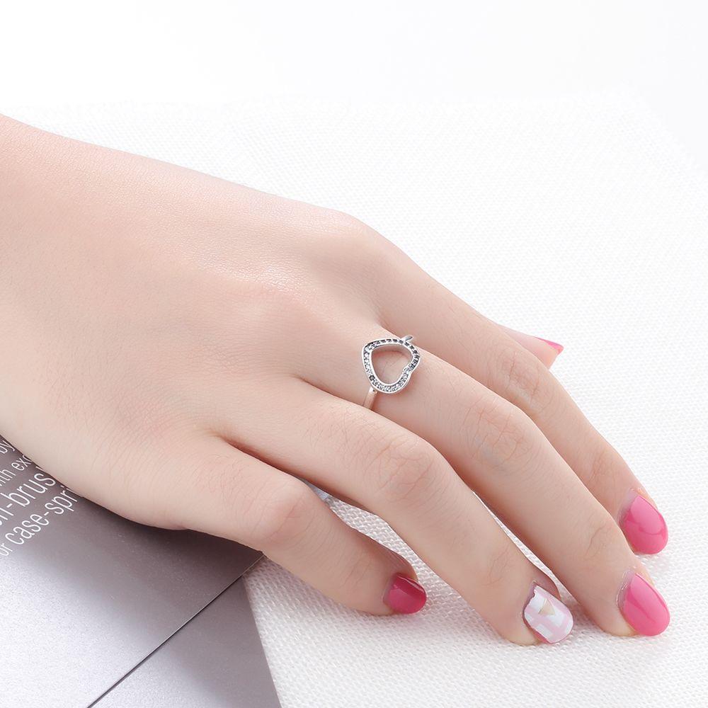 Halo Heart Shape Rings - Sterling Silver Wedding Rings Women - Cubic Zirconia Heart Rings for Women - Fashion Promising Trendy Jewelry Gifts for Women, Teens - Best for BFF, Family, Siblings - Personalized Jewel
