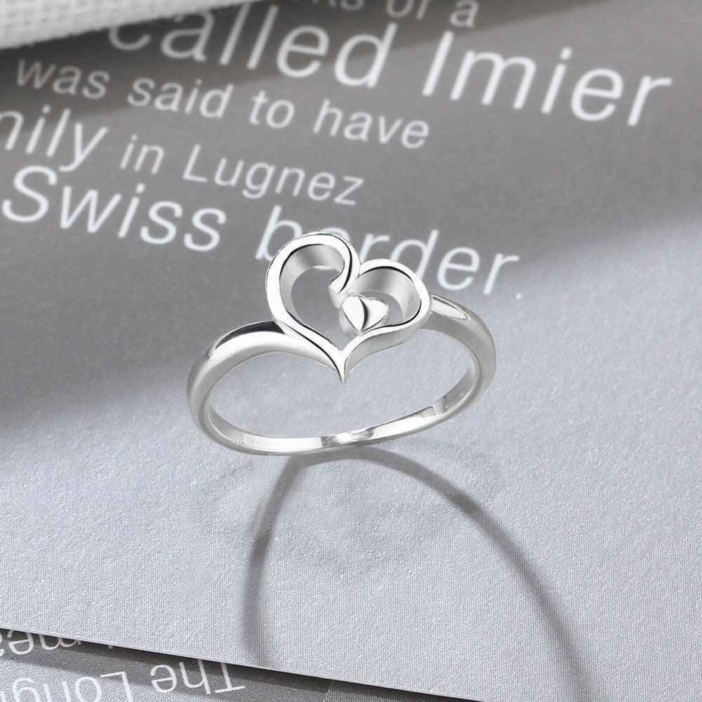 Halo Heart Swirls Shape Rings Sterling Silver Wedding Rings Women - Personalized Jewel