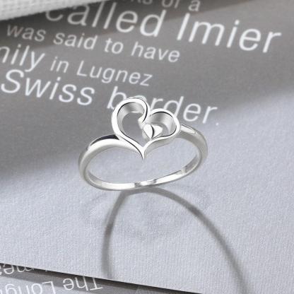 Halo Heart Swirls Shape Rings Sterling Silver Wedding Rings Women - Personalized Jewel