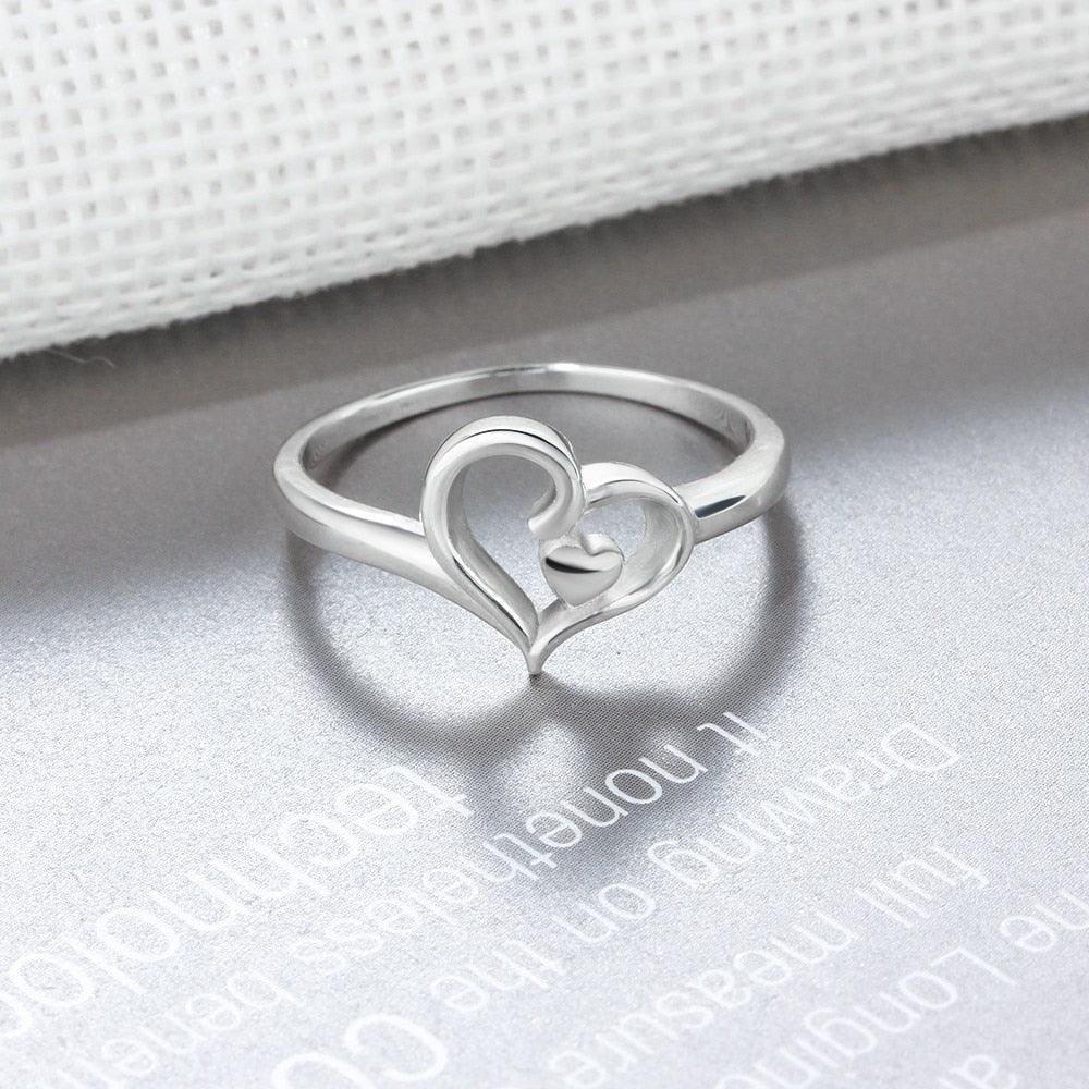 Halo Heart Swirls Shape Rings Sterling Silver Wedding Rings Women - Personalized Jewel