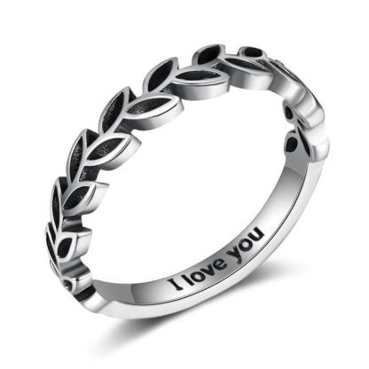 Halo Leaf Shape Rings Stainless Steel Wedding Rings Fashion Promising Trendy Jewelry Gifts for Women - Personalized Jewel