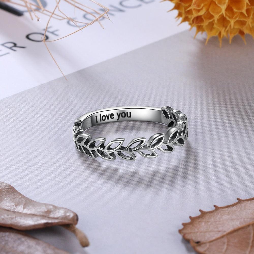 Halo Leaf Shape Rings Stainless Steel Wedding Rings Fashion Promising Trendy Jewelry Gifts for Women - Personalized Jewel