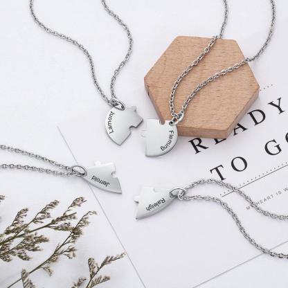 Heart Shape Friendship Necklace, Stainless Steel Personalized Necklace for Women, Birthstone Engraved Necklace for Four Friends - Personalized Jewel