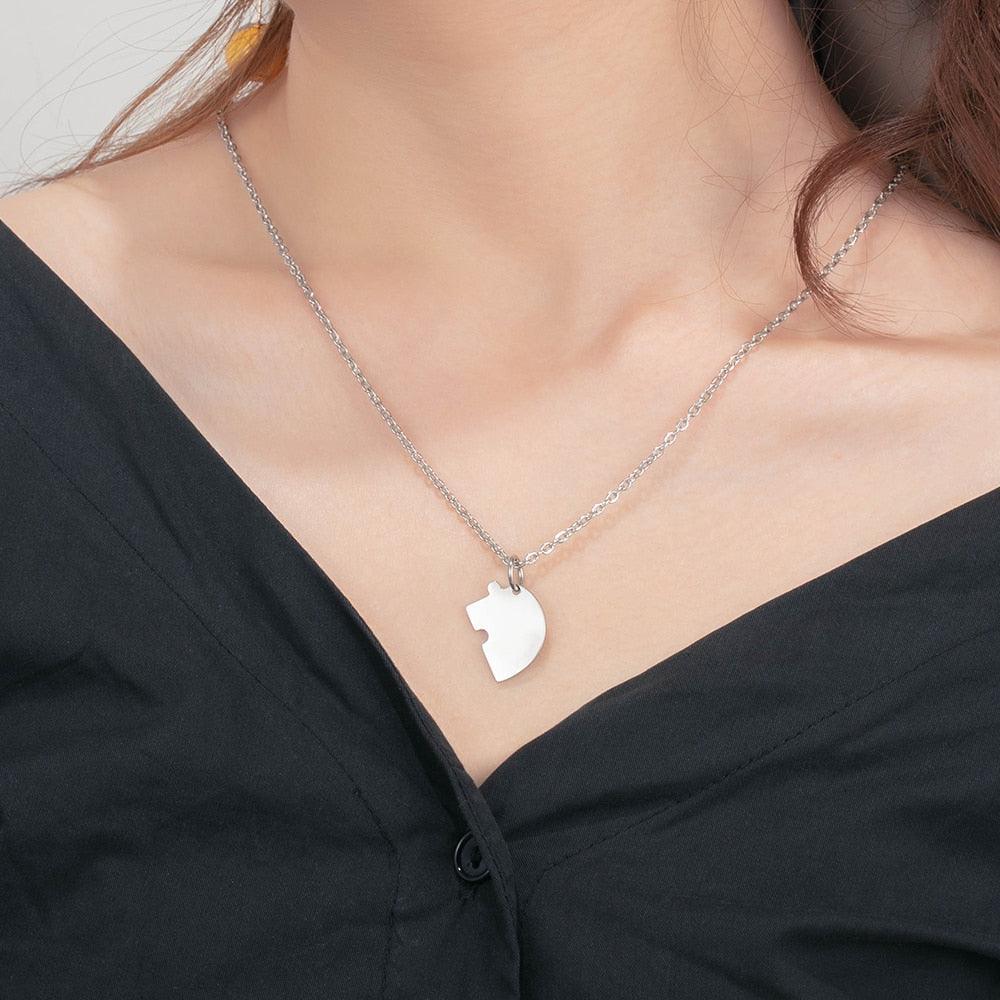 Heart Shape Friendship Necklace, Stainless Steel Personalized Necklace for Women, Birthstone Engraved Necklace for Four Friends - Personalized Jewel