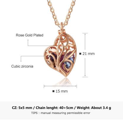 Heart Shape Hollow With Birthstone Personalized Gift Rose Gold Color 925 Sterling Silver Necklaces & Pendants - Personalized Jewel