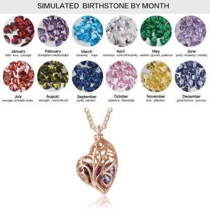 Heart Shape Hollow With Birthstone Personalized Gift Rose Gold Color 925 Sterling Silver Necklaces & Pendants - Personalized Jewel
