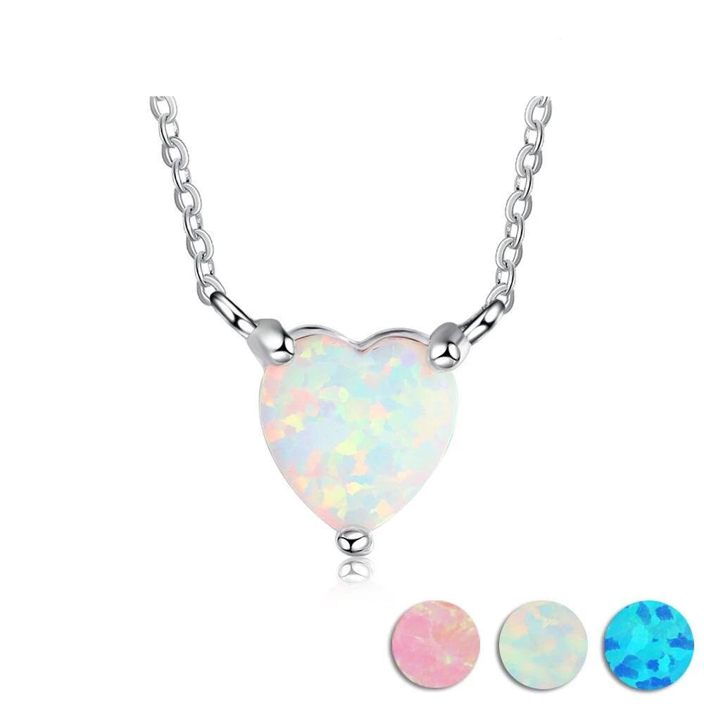 Heart Shape Opal Pendant Love Necklace Necklace for Women - Personalized Jewel