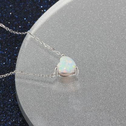 Heart Shape Opal Pendant Love Necklace Necklace for Women - Personalized Jewel