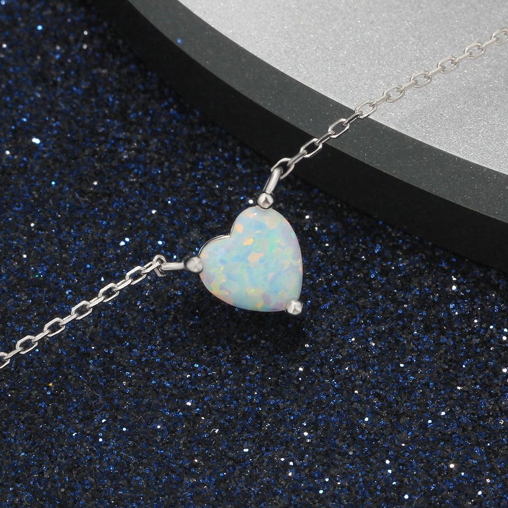 Heart Shape Opal Pendant Love Necklace Necklace for Women - Personalized Jewel