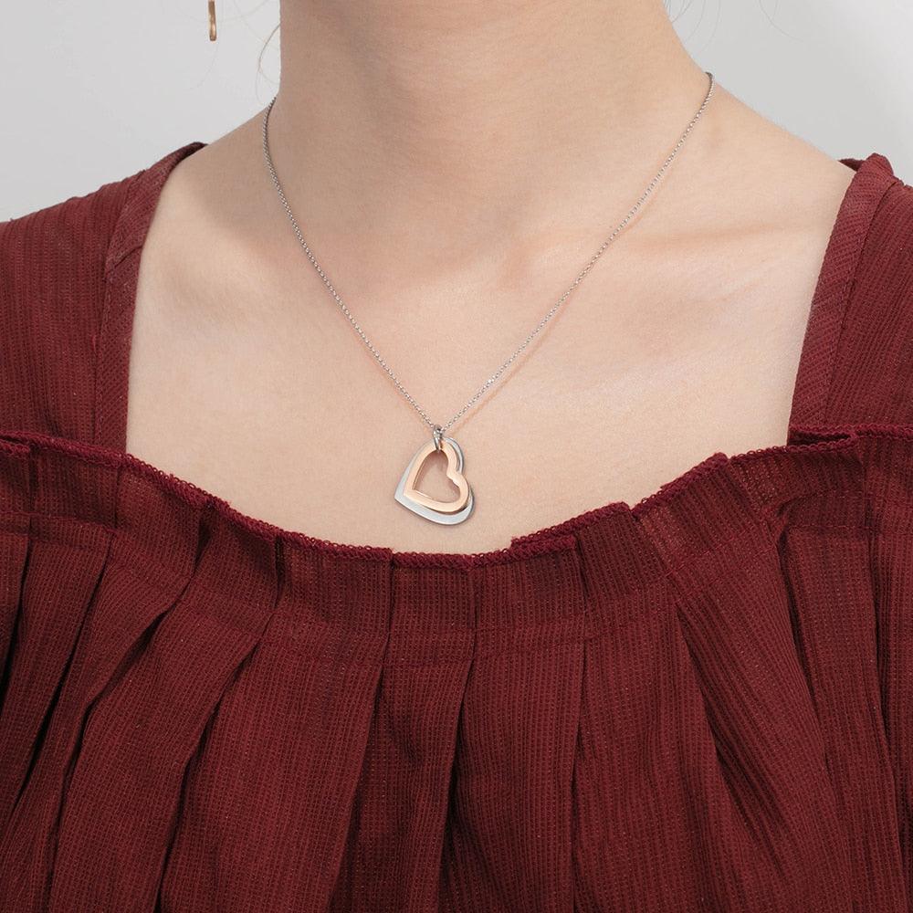 Hollow Heart Stainless Steel Necklace for Women Sterling Silver Jewelry for Women - Personalized Jewel