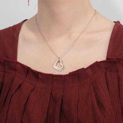 Hollow Heart Stainless Steel Necklace for Women Sterling Silver Jewelry for Women - Personalized Jewel