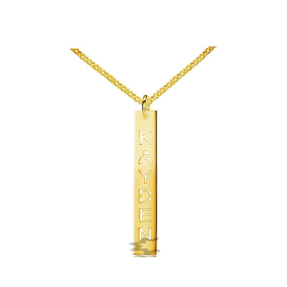 Hollow Name Engrave 925 Sterling Silver Bar Necklace Gold Color Personalized Necklace Christmas Gift - Personalized Jewel