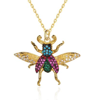 Honey Bee Insect Pendant Necklace, Cubic Zirconia Fashion Jewelry for Women, Perfect Gift for Her - Personalized Jewel