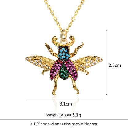Honey Bee Insect Pendant Necklace, Cubic Zirconia Fashion Jewelry for Women, Perfect Gift for Her - Personalized Jewel