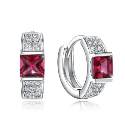 Hoop Earrings for Women- Red Zirconia Stone Stud Earrings for Women- Stylish Accessories for Women- Stud Earrings for Women- Party Accessories for Women - Personalized Jewel