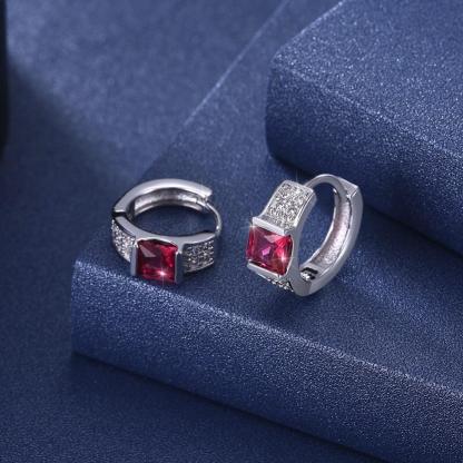 Hoop Earrings for Women- Red Zirconia Stone Stud Earrings for Women- Stylish Accessories for Women- Stud Earrings for Women- Party Accessories for Women - Personalized Jewel