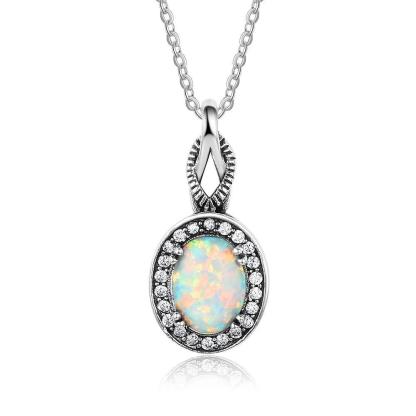Hot Opal Pendants&Necklace 925 Sterling Silver Round Opal Fashion CZ Collares Jewelry - Personalized Jewel