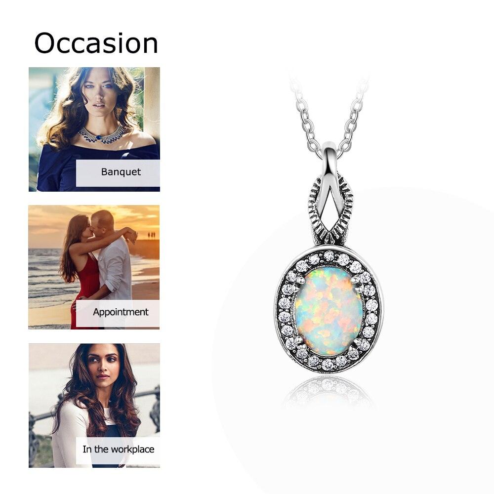 Hot Opal Pendants&Necklace 925 Sterling Silver Round Opal Fashion CZ Collares Jewelry - Personalized Jewel