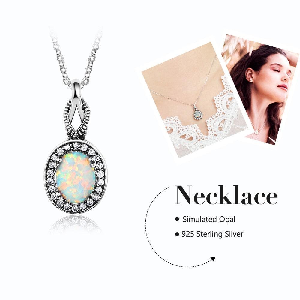 Hot Opal Pendants&Necklace 925 Sterling Silver Round Opal Fashion CZ Collares Jewelry - Personalized Jewel