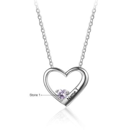Hot Selling Personalized 925 Sterling Silver DIY Birthstone Necklace Pendant Engraved Heart Mom Wife Gift - Personalized Jewel