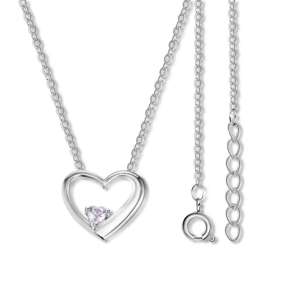 Hot Selling Personalized 925 Sterling Silver DIY Birthstone Necklace Pendant Engraved Heart Mom Wife Gift - Personalized Jewel