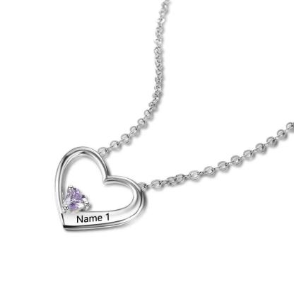 Hot Selling Personalized 925 Sterling Silver DIY Birthstone Necklace Pendant Engraved Heart Mom Wife Gift - Personalized Jewel