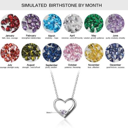 Hot Selling Personalized 925 Sterling Silver DIY Birthstone Necklace Pendant Engraved Heart Mom Wife Gift - Personalized Jewel