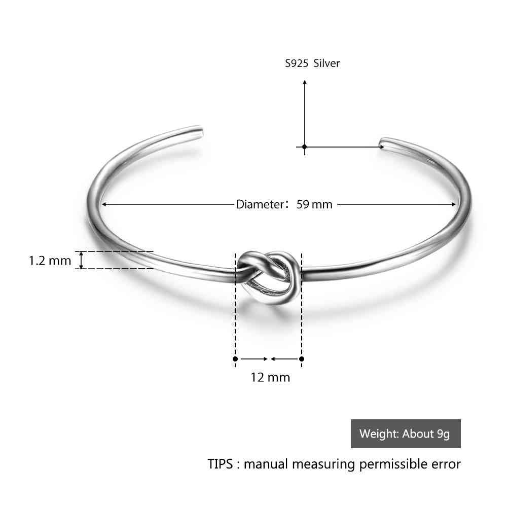 Hot Selling Women 925 Sterling Silver Bracelets Bangles Knot Design Girl Trendy Jewelry Accessories Gift - Personalized Jewel