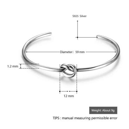 Hot Selling Women 925 Sterling Silver Bracelets Bangles Knot Design Girl Trendy Jewelry Accessories Gift - Personalized Jewel
