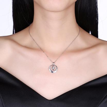 "I Love U 2 The Moon & Stars" - 925 Real Sterling Silver Necklace - Personalized Jewel