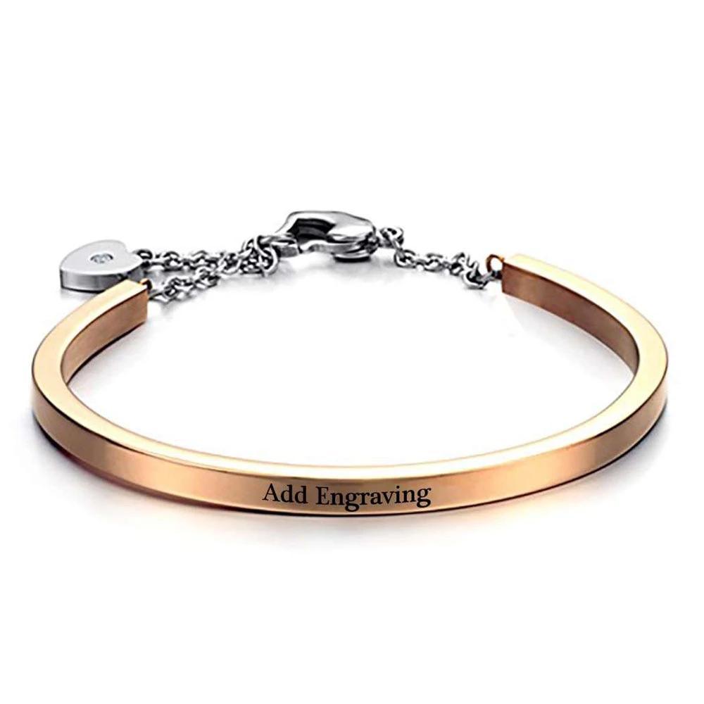 ID Bangles Personalised Gifts For Women Commemorate Engrave Name Stainless Steel Bracelets & Bangles - Personalized Jewel