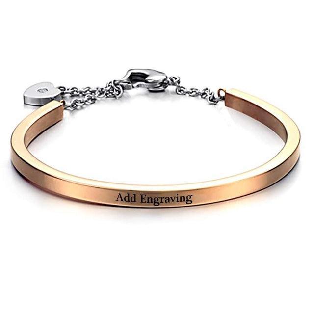 ID Bangles Personalised Gifts For Women Commemorate Engrave Name Stainless Steel Bracelets & Bangles - Personalized Jewel