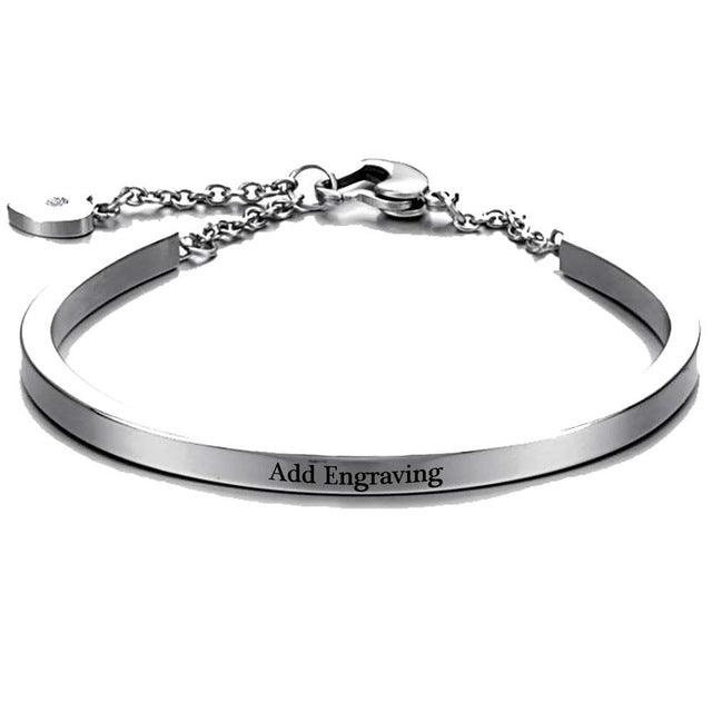 ID Bangles Personalised Gifts For Women Commemorate Engrave Name Stainless Steel Bracelets & Bangles - Personalized Jewel