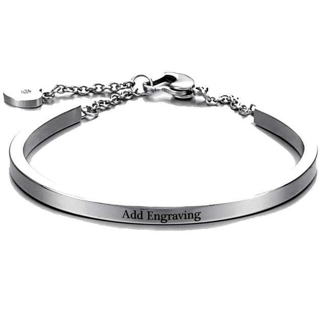 ID Bangles Personalised Gifts For Women Commemorate Engrave Name Stainless Steel Bracelets & Bangles - Personalized Jewel