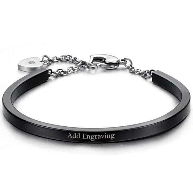 ID Bangles Personalised Gifts For Women Commemorate Engrave Name Stainless Steel Bracelets & Bangles - Personalized Jewel