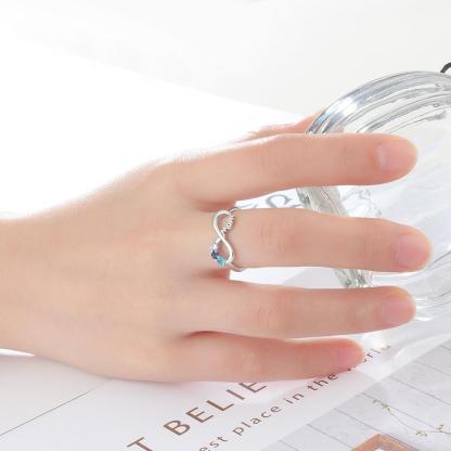 Infinity 925 Sterling Silver Women Ring- 3 Birthstones Engraved- Stylish Ladies Ring - Personalized Jewel