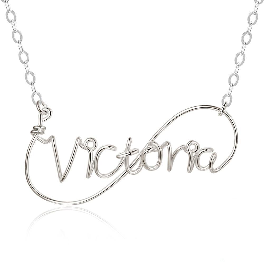 Infinity and Nameplate Pendant 925 Sterling Silver Personalized Necklace-Personalized Jewels
