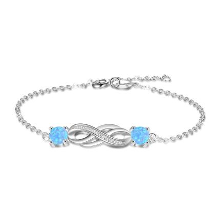 Infinity Love Blue Opal Stone Bracelets & Bangles 925 Sterling Silver Bracelets For Women Party Jewelry - Personalized Jewel