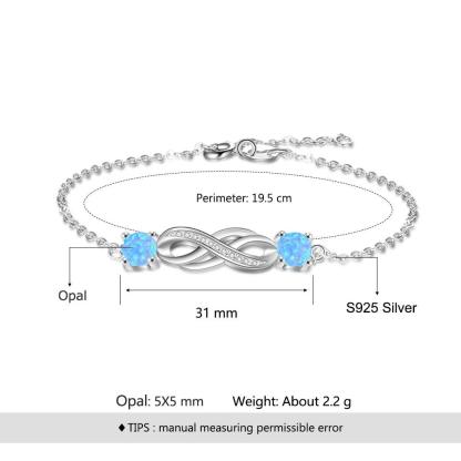 Infinity Love Blue Opal Stone Bracelets & Bangles 925 Sterling Silver Bracelets For Women Party Jewelry - Personalized Jewel