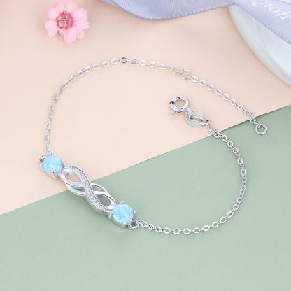 Infinity Love Blue Opal Stone Bracelets & Bangles 925 Sterling Silver Bracelets For Women Party Jewelry - Personalized Jewel