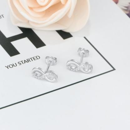 Infinity Love Earrings for Women- Sterling Silver Earrings for Women- Cubic Zirconia Stone Earrings for Women- Party Accessories for Women - Personalized Jewel