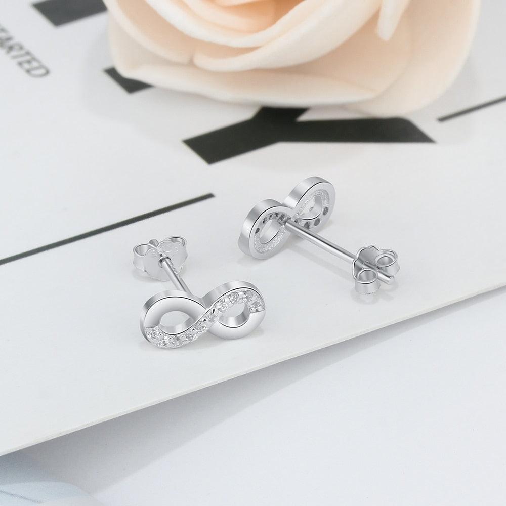 Infinity Love Earrings for Women- Sterling Silver Earrings for Women- Cubic Zirconia Stone Earrings for Women- Party Accessories for Women - Personalized Jewel