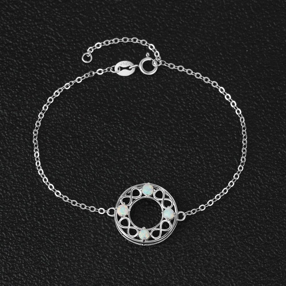 Infinity Love Hollow Round Milky Opal Stone Bracelets & Bangles 925 Sterling Silver Bracelets For Women - Personalized Jewel