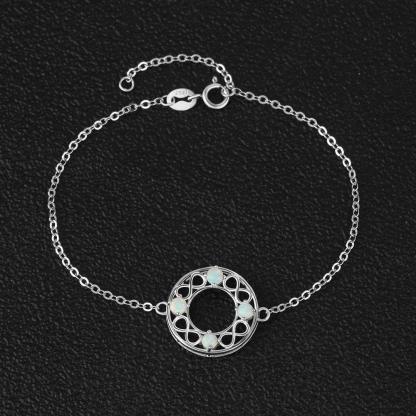 Infinity Love Hollow Round Milky Opal Stone Bracelets & Bangles 925 Sterling Silver Bracelets For Women - Personalized Jewel