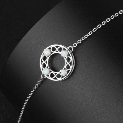 Infinity Love Hollow Round Milky Opal Stone Bracelets & Bangles 925 Sterling Silver Bracelets For Women - Personalized Jewel