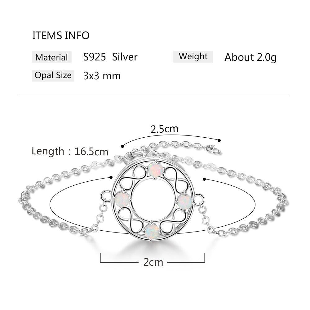 Infinity Love Hollow Round Milky Opal Stone Bracelets & Bangles 925 Sterling Silver Bracelets For Women - Personalized Jewel