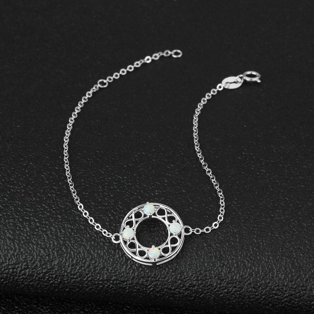 Infinity Love Hollow Round Milky Opal Stone Bracelets & Bangles 925 Sterling Silver Bracelets For Women - Personalized Jewel