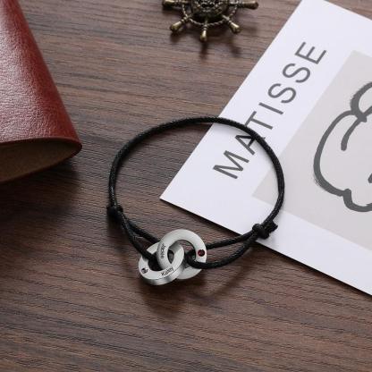 Interlocked Circle Bracelet- Personalized Birthstone Stainless Steel Bracelet - Personalized Jewel