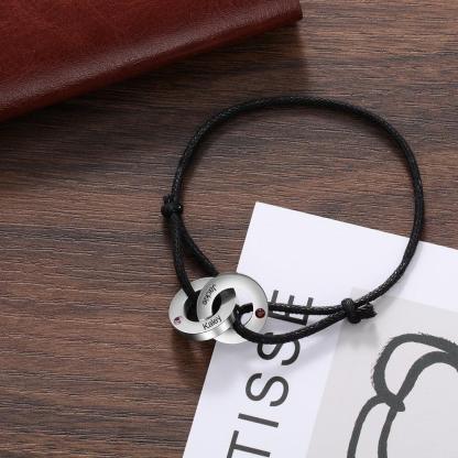 Interlocked Circle Bracelet- Personalized Birthstone Stainless Steel Bracelet - Personalized Jewel