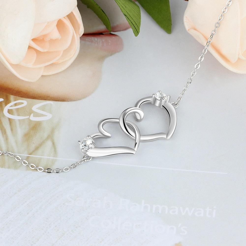 Intertwined Heart Bracelet with Cubic Zirconia Fashion Adjustable Chain Bracelets for Women - Personalized Jewel